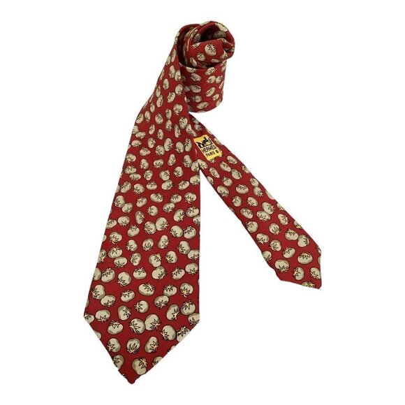 HERMES PARIS 7434 HA Red Tomate Print Luxury Silk Tie France W: 3.25" EX COND - Picture 1 of 7